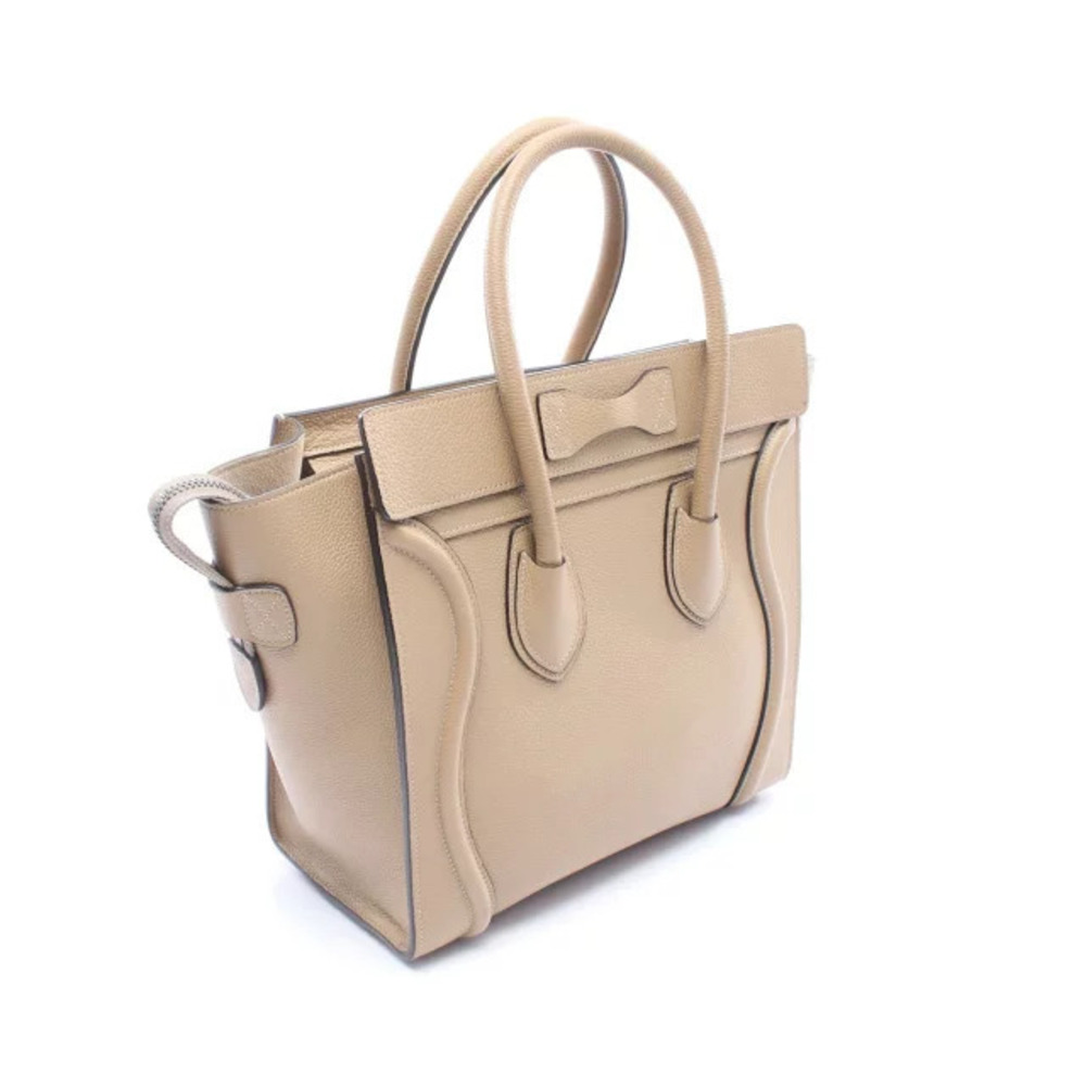 Celine Cream Leather Handbag Shopper Beige Luggage Tote Cream Tan